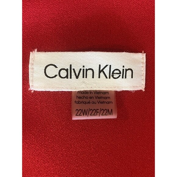 Calvin Klein Sleeveless Crew Neck Attached Cape Carmine Red Knit Dress Size 22W - Picture 6 of 7